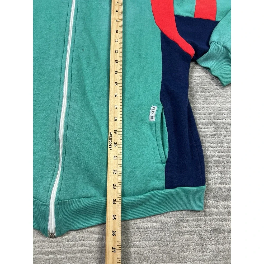 Galaxie II Track Sweater Mens Large Green Vintage 80s Full‎ Zip Acrylic